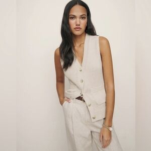 Reformation Emmy Cashmere Blend Sweater Vest Oatmeal Small NWT